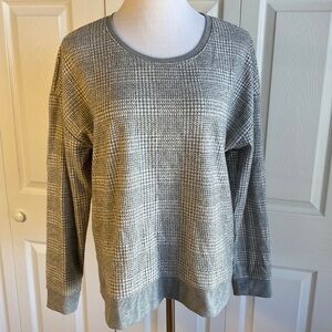 Cable & Gauge Gray & White Plaid Long Sleeve Shirt Size Large